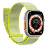 Microsonic Apple Watch Series 7 41 mm Hasırlı Woven Spor İlmik Sarı Uyumlu Kordon