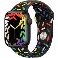 Microsonic Apple Watch Series 7 41 mm V2 Pride Edition Siyah Silikon Kordon