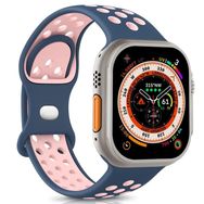 Microsonic Apple Watch Series 7 45 mm Rainbow Sport Kayış Lacivert Pembe Uyumlu Kordon