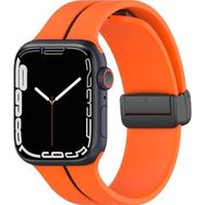 Microsonic Apple Watch Series 7 45 mm Turuncu Siyah Ribbon Line Kordon
