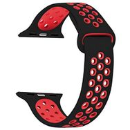 Microsonic Apple Watch Series 8 41 mm için Rainbow Sport Kayış Siyah Kırmızı Kordon