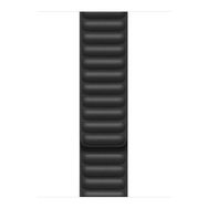 Microsonic Apple Watch Series 8 45 mm için Leather Link Band Siyah Kordon