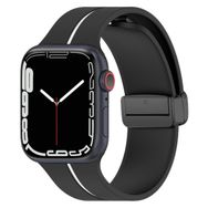 Microsonic Apple Watch Series 8 45 mm Ribbon Line Beyaz Siyah Kordon
