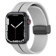 Microsonic Apple Watch Series 8 45 mm Ribbon Line Gri Siyah Kordon