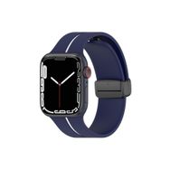 Microsonic Apple Watch Series 8 45 mm Ribbon Line Lacivert Beyaz Kordon