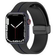 Microsonic Apple Watch Series 8 45 mm Ribbon Line Siyah Lacivert Kordon