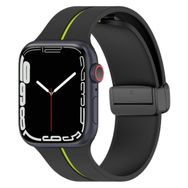 Microsonic Apple Watch Series 8 45 mm Ribbon Line Siyah Yeşil Kordon