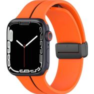 Microsonic Apple Watch Series 8 45 mm Ribbon Line Turuncu Siyah Kordon