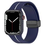 Microsonic Apple Watch Series 9 45 mm Ribbon Line Lacivert Beyaz Kordon