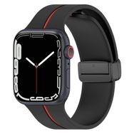 Microsonic Apple Watch Series 9 45 mm Ribbon Line Siyah Kırmızı Kordon