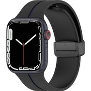 Microsonic Apple Watch Series 9 45 mm Ribbon Line Siyah Lacivert Kordon