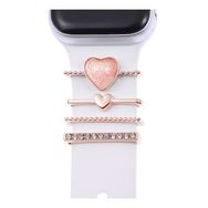 Microsonic Apple Watch Ultra Charm İnci Kalp Rose Gold Kordon Süsü