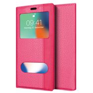 Microsonic CS250-2VGZ-IPXS-5.8-PMB Apple iPhone XS 5.8 İnç Dual View Gizli Mıknatıslı Pembe Kılıf