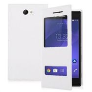 Microsonic Dual View Beyaz Delux Kapaklı Sony Xperia M2 Kılıfı