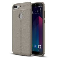Microsonic Htc Desire 12 Plus Deri Dokulu Silikon Gri Kılıf