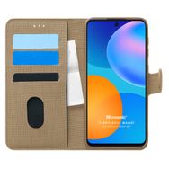 Microsonic Huawei P Smart 2021 Fabric Book Wallet Gold Cep Telefonu Kılıfı