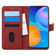 Microsonic Huawei P Smart 2021 Fabric Book Wallet Kırmızı Cep Telefonu Kılıfı