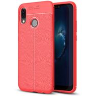 Microsonic Huawei P20 Lite Deri Dokulu Silikon Kırmızı Kılıf
