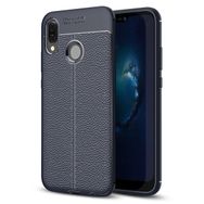 Microsonic Huawei P20 Lite Deri Dokulu Silikon Lacivert Kılıf