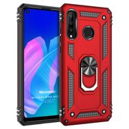 Microsonic Huawei P40 Lite E Military Ring Holder Kırmızı Cep Telefonu Kılıfı