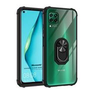 Microsonic Huawei P40 Lite Grande Clear Ring Holder Siyah Cep Telefonu Kılıfı