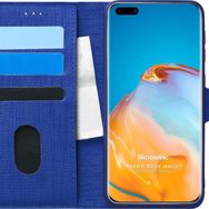 Microsonic Huawei P40 Pro Fabric Book Wallet Lacivert Cep Telefonu Kılıfı