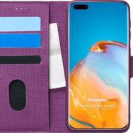 Microsonic Huawei P40 Pro Fabric Book Wallet Mor Cep Telefonu Kılıfı