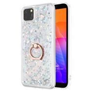 Microsonic Huawei Y5P Glitter Liquid Holder Gümüş Cep Telefonu Kılıfı