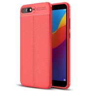 Microsonic Huawei Y6 2018 Deri Dokulu Silikon Kırmızı Kılıf
