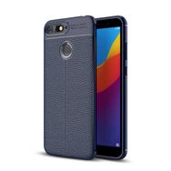 Microsonic Huawei Y7 2018 Deri Dokulu Silikon Lacivert Kılıf