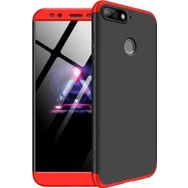 Microsonic Huawei Y7 2018 Double Dip 360 Protective Siyah Kırmızı Kılıf