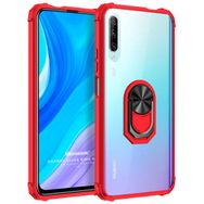 Microsonic Huawei Y9S Grande Clear Ring Holder Kırmızı Cep Telefonu Kılıfı
