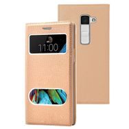 Microsonic LG K8 Dual View Gizli Mıknatıslı Gold Telefon Kılıf