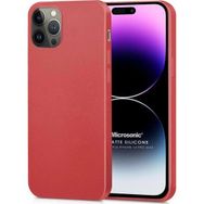 Microsonic Matte Silicone Apple iPhone 14 Pro Max Kırmızı Cep Telefon Kılıfı
