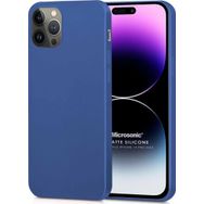 Microsonic Matte Silicone Apple iPhone 14 Pro Max Lacivert Cep Telefon Kılıfı