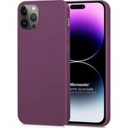 Microsonic Matte Silicone Apple iPhone 14 Pro Max Mor Cep Telefon Kılıfı
