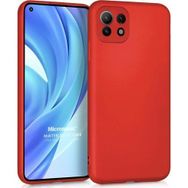 Microsonic Matte Silicone Xiaomi Mi 11 Lite Kırmızı Cep Telefonu Kılıfı