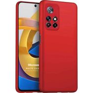 Microsonic Matte Silicone Xiaomi Poco M4 Pro Kırmızı Cep Telefonu Kılıfı
