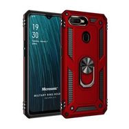 Microsonic Oppo A12 Military Ring Holder Kırmızı Cep Telefonu Kılıfı
