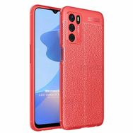Microsonic Oppo A16 Deri Dokulu Silikon Kırmızı Cep Telefonu Kılıfı