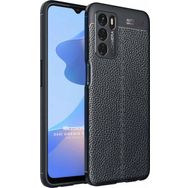 Microsonic Oppo A16 Deri Dokulu Silikon Siyah Cep Telefonu Kılıfı