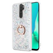 Microsonic Oppo A5 2020 Glitter Liquid Holder Gümüş Cep Telefonu Kılıfı
