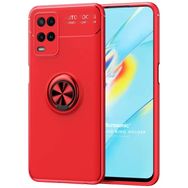 Microsonic Oppo A54 4G Kickstand Ring Holder Kırmızı Cep Telefonu Kılıfı
