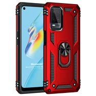 Microsonic Oppo A54 4G Military Ring Holder Kırmızı Cep Telefonu Kılıfı