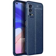 Microsonic Oppo A55 4G Deri Dokulu Silikon Lacivert Cep Telefonu Kılıfı