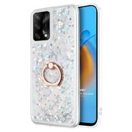 Microsonic Oppo A74 4G Glitter Liquid Holder Gümüş Cep Telefonu Kılıfı