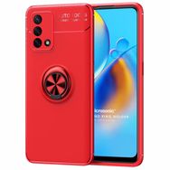 Microsonic Oppo A74 4G Kickstand Ring Holder Kırmızı Cep Telefonu Kılıfı