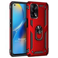 Microsonic Oppo A74 4G Military Ring Holder Kırmızı Cep Telefonu Kılıfı