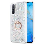Microsonic Oppo A91 Glitter Liquid Holder Gümüş Cep Telefonu Kılıfı