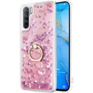 Microsonic Oppo A91 Glitter Liquid Holder Pembe Cep Telefonu Kılıfı